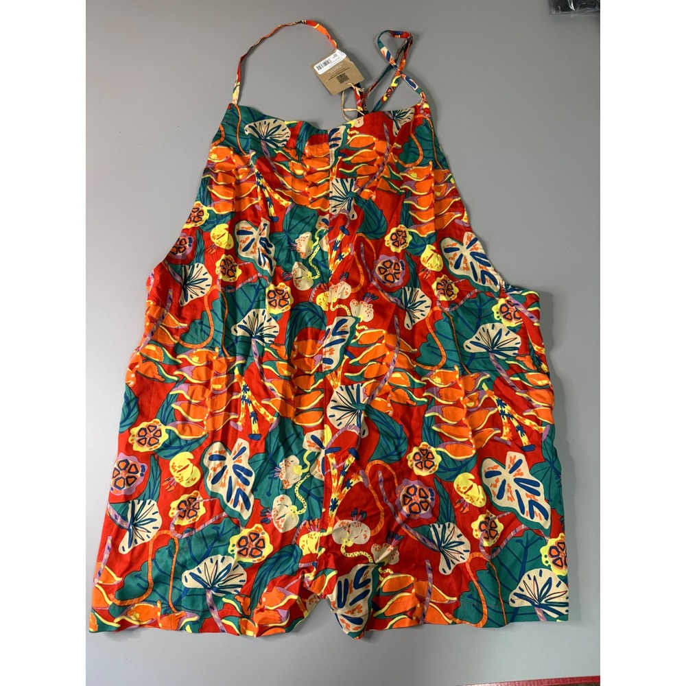 Patagonia Tidal Threads Romper Womens XL Orange Floral Lyocell 75125 NWT